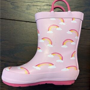 Lands’ End Pink Rainbow Kids Rain Boots